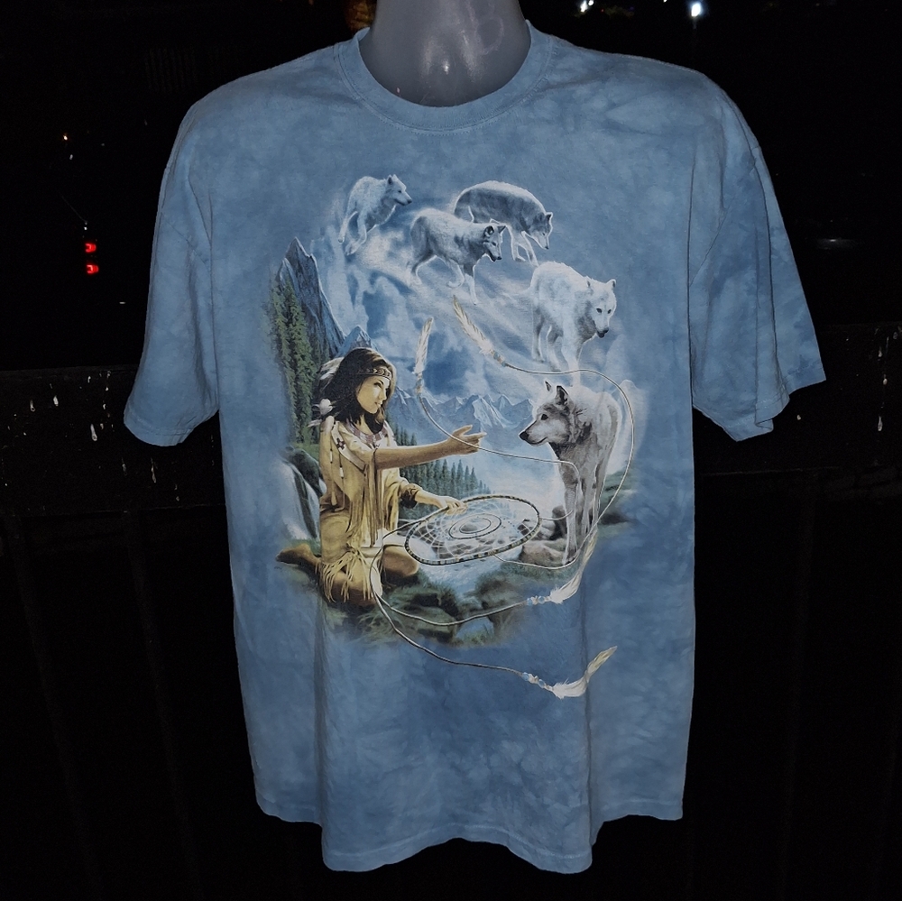 Vintage The Mountain Native Wolves Tie Dye T Shirt Size XL